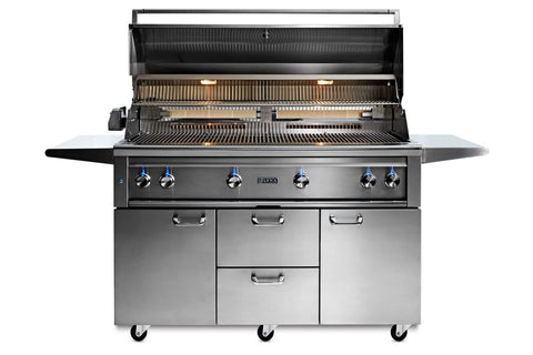 54” PROFESSIONAL FREESTANDING GRILL WITH 1 TRIDENT INFRARED BURNER AND 3 CERAMIC BURNERS AND ROTISSERIE (L54TRF)