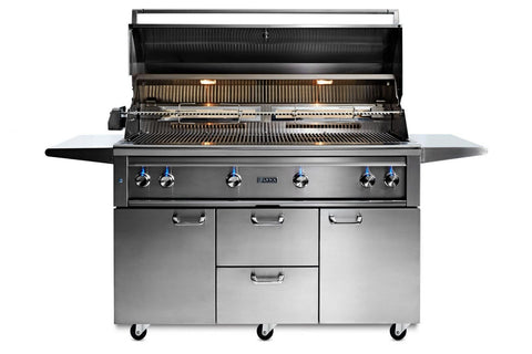 54” PROFESSIONAL FREESTANDING GRILL WITH 1 TRIDENT INFRARED BURNER AND 3 CERAMIC BURNERS AND ROTISSERIE (L54TRF)