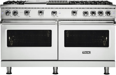 60"W./24"D. Gas Sealed Burner Range-6 Burners/Griddle&Grill-Frost White