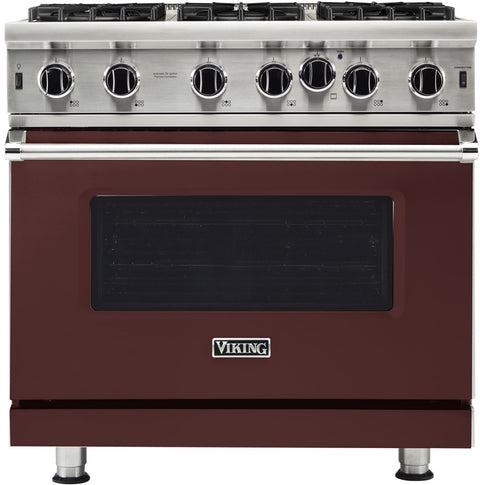 36"W./24"D. Gas Open Burner Range-6 Burners-Kalamata Red