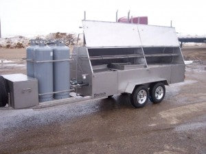 Model 1240GSS - 12' long, 40" wide Stainless Steel Trailer Gas grill w/o stainless steel rotisseries