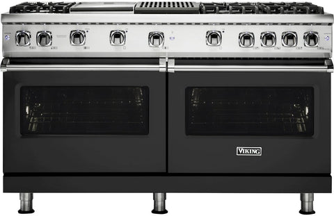 60"W./24"D. Gas Sealed Burner Range-6 Burners/Griddle&Grill-Cast Black