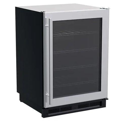 24" Single Zone Wine Refrigerator, Stainless Steel, Glass Door, Reversible Door