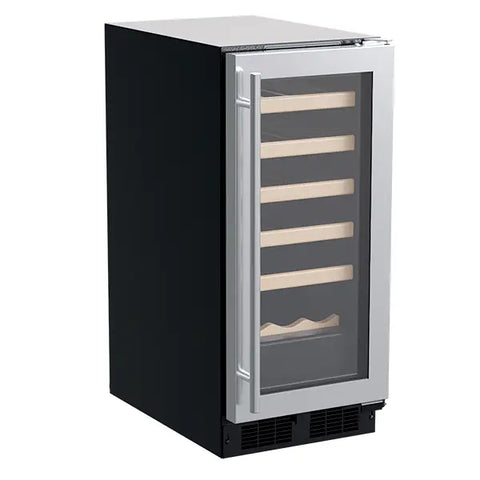 15" Single Zone Wine Refrigerator, Stainless Steel, Glass Door, Reversible Door