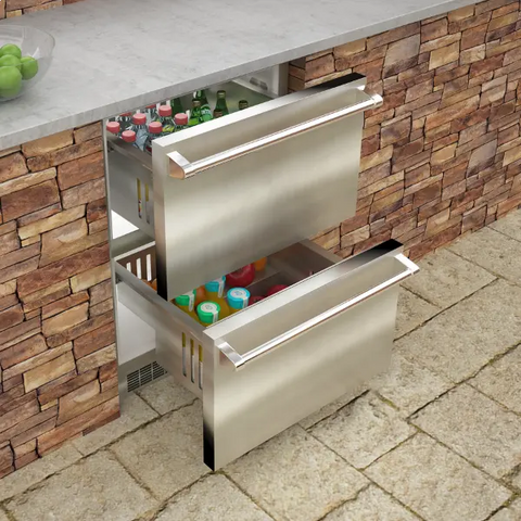 24" Outdoor Refrigerated Drawers, Stainless Steel, Solid Drawers, Lock