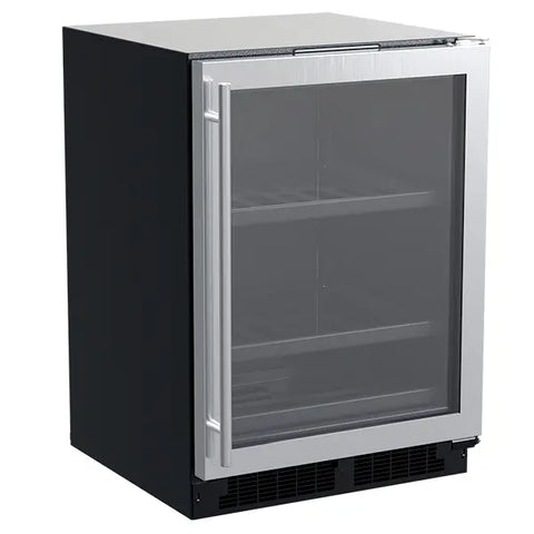 24" Beverage Center, Stainless Steel, Glass Door, Reversible Door