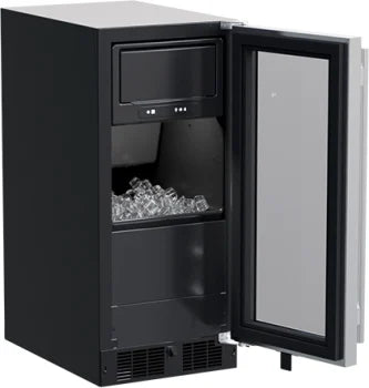 15" Clear Ice Machine, Stainless Steel, Glass Door, Reversible Door