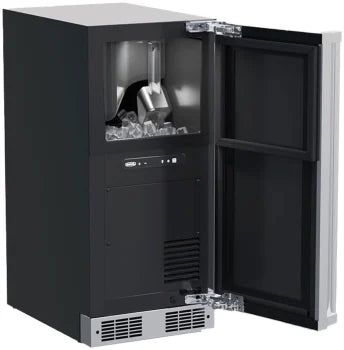 15" Clear Ice Machine, BrightShield, Pump, Stainless Steel, Solid Door, Reversible Door