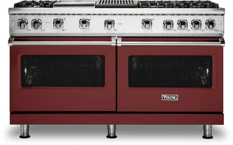 60"W./24"D. Gas Sealed Burner Range-6 Burners/Griddle&Grill-Reduction Red-LP