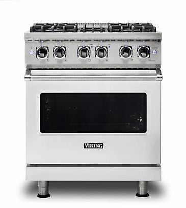 30"W./24"D. Dual Fuel Self-Clean Sealed Burner Range-4 Burners-White