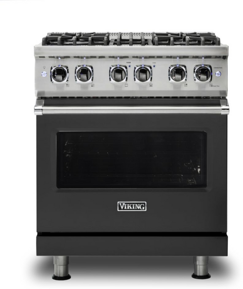 30"W./24"D. Dual Fuel Self-Clean Sealed Burner Range-4 Burners-Cast Black