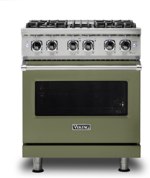 30"W./24"D. Dual Fuel Self-Clean Sealed Burner Range-4 Burners-Cypress Green