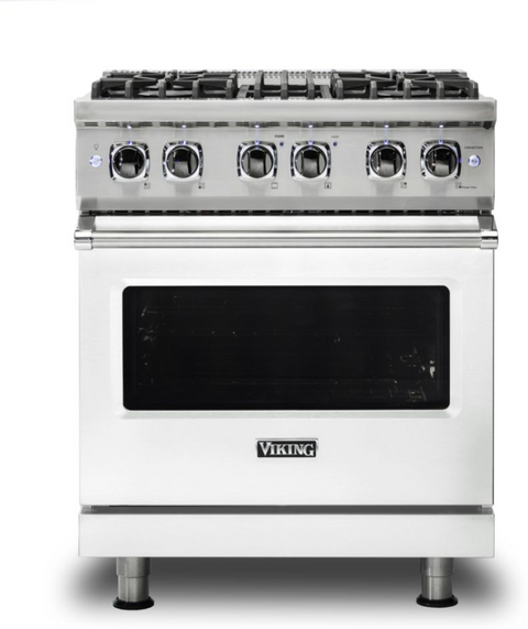 30"W./24"D. Dual Fuel Self-Clean Sealed Burner Range-4 Burners-Frost White