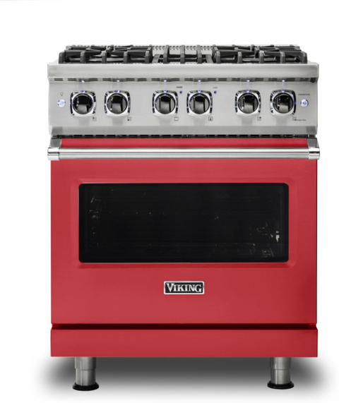 30"W./24"D. Dual Fuel Self-Clean Sealed Burner Range-4 Burners-San Marzano Red