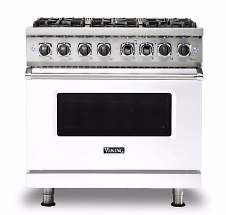 36"W./24"D. Dual Fuel Self-Clean Sealed Burner Range-6 Burners-White-LP