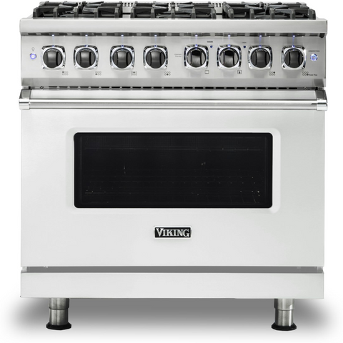 36"W./24"D. Dual Fuel Self-Clean Sealed Burner Range-6 Burners-Frost White