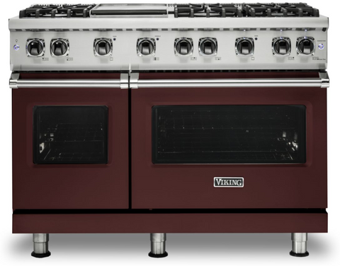 48"W./24"D. Gas Sealed Burner Range-6 Burners/Griddle-Kalamata Red