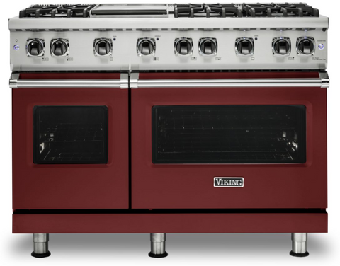 48"W./24"D. Gas Sealed Burner Range-6 Burners/Griddle-Reduction Red