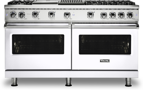 60"W./24"D. Gas Sealed Burner Range-6 Burners/Griddle&Grill-White-LP