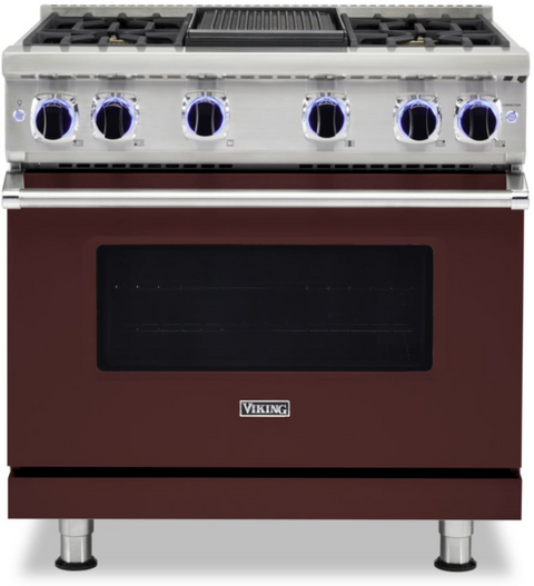 36"W./24"D. Gas Sealed Burner Range-6 Burners-Kalamata Red