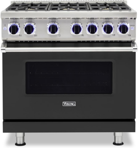 36"W./24"D. Gas Sealed Burner Range-6 Burners-Cast Black