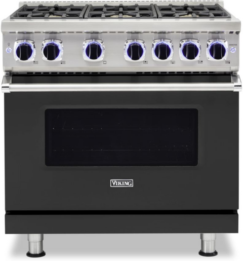 36"W./24"D. Gas Sealed Burner Range-6 Burners-Cast Black-LP