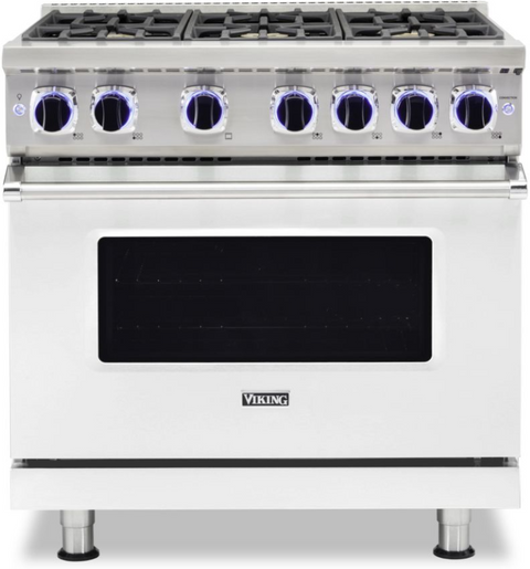 36"W./24"D. Gas Sealed Burner Range-6 Burners-Frost White