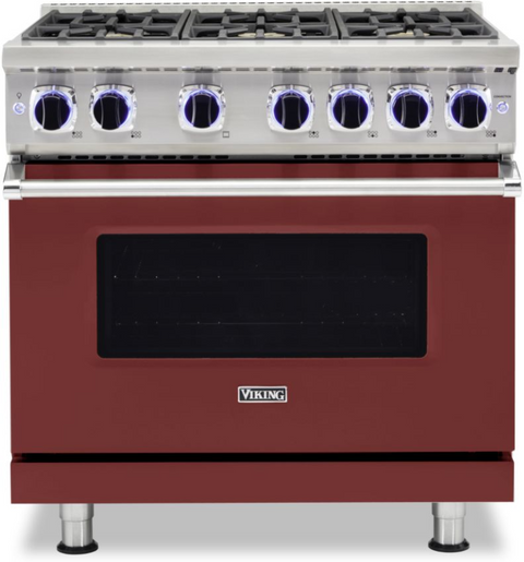 36"W./24"D. Gas Sealed Burner Range-6 Burners-Reduction Red