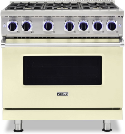 36"W./24"D. Gas Sealed Burner Range-6 Burners-Vanilla Cream