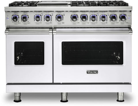 48"W./24"D. Gas Sealed Burner Range-6 Burners/Griddle-White-LP